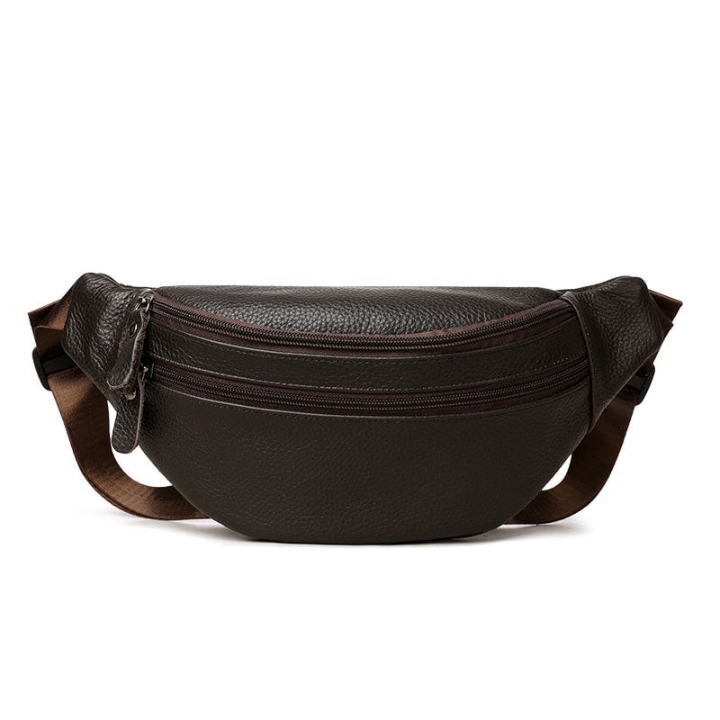 Minimalist Genuine Leather Waist Bag For Men Women Vintage Crossbody Chest Pack 7