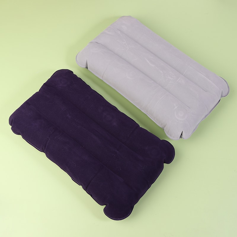 Portable Inflatable Flocking Pillow for Travel Ideal Camping Sleeping Air Pillow Foldable Head Rest Pillow for Hiking