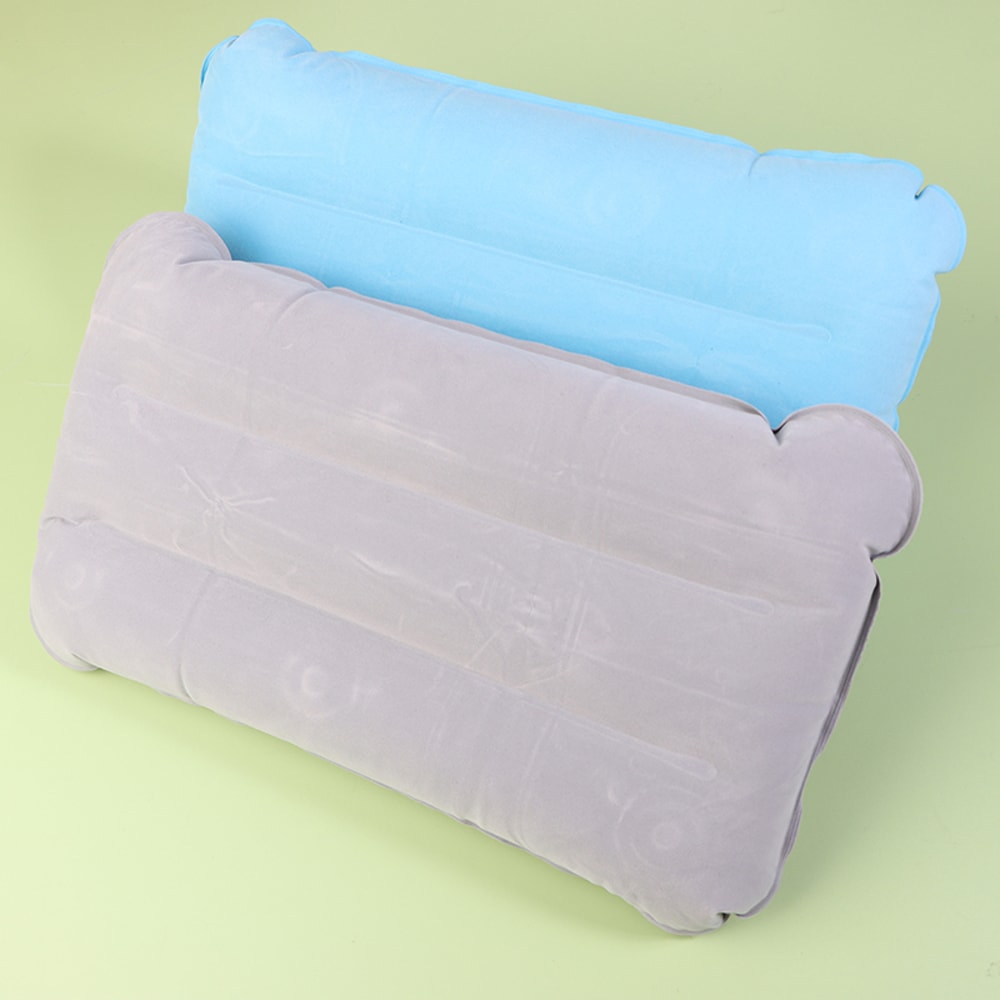 Portable Inflatable Flocking Pillow for Travel Ideal Camping Sleeping Air Pillow Foldable Head Rest Pillow for Hiking