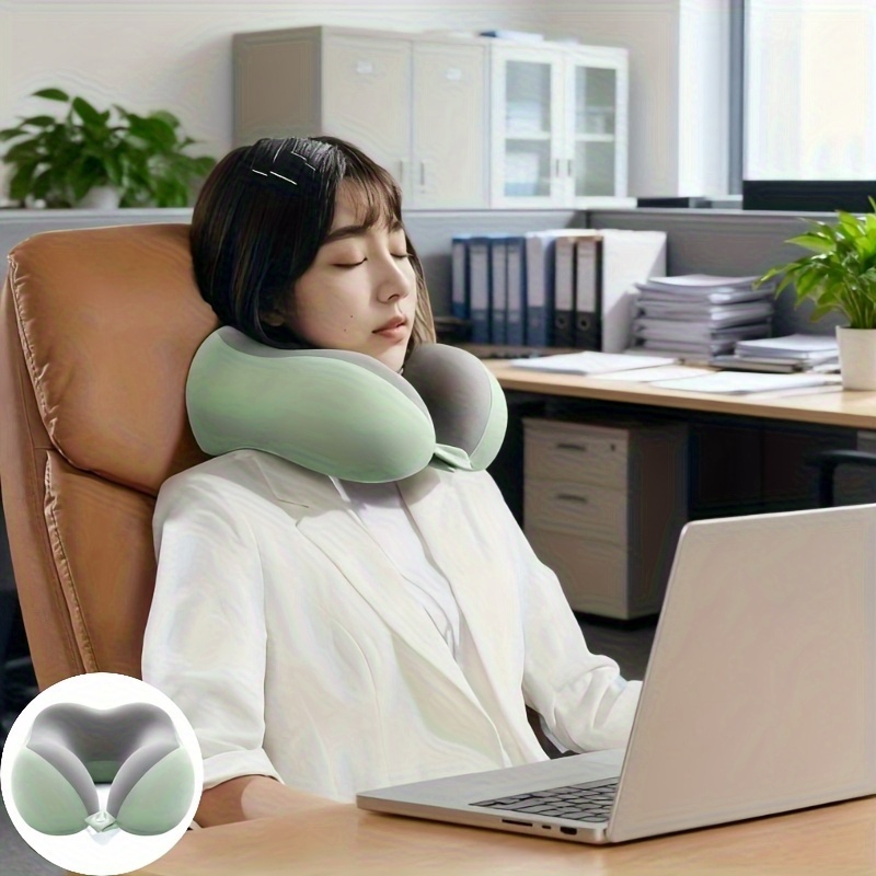 Ergonomic U Shaped Neck Pillow with Storage Bag Memory Foam Travel & Office Support Removable Machine Washable Cover