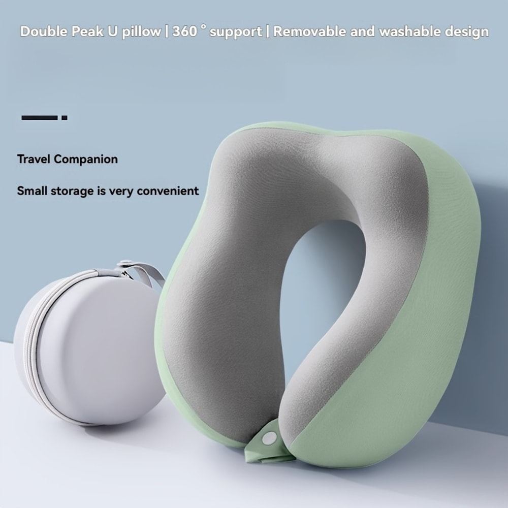 Ergonomic U Shaped Neck Pillow with Storage Bag Memory Foam Travel & Office Support Removable Machine Washable Cover