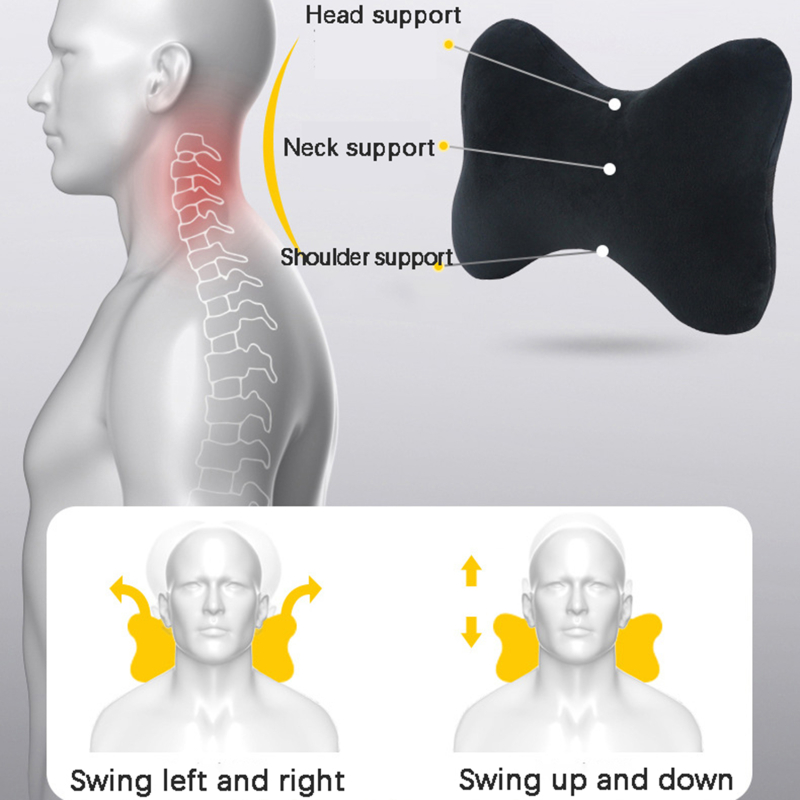 Memory Foam Neck Pillow For Car Seats Breathable Crystal Velvet Support For Sleep Travel 2