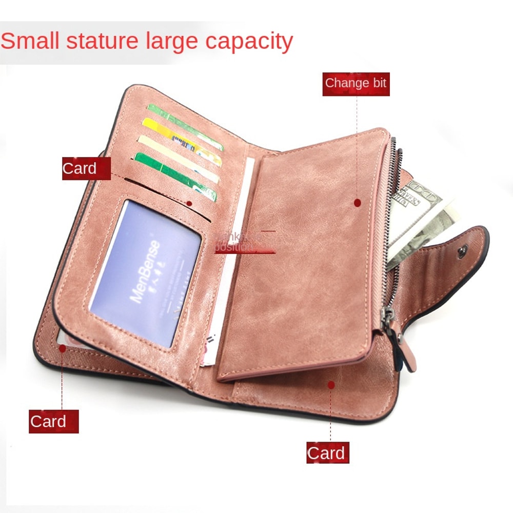 Vintage Leather Womens Wallet Three Fold Coin Purse Mobile Phone Holder 2