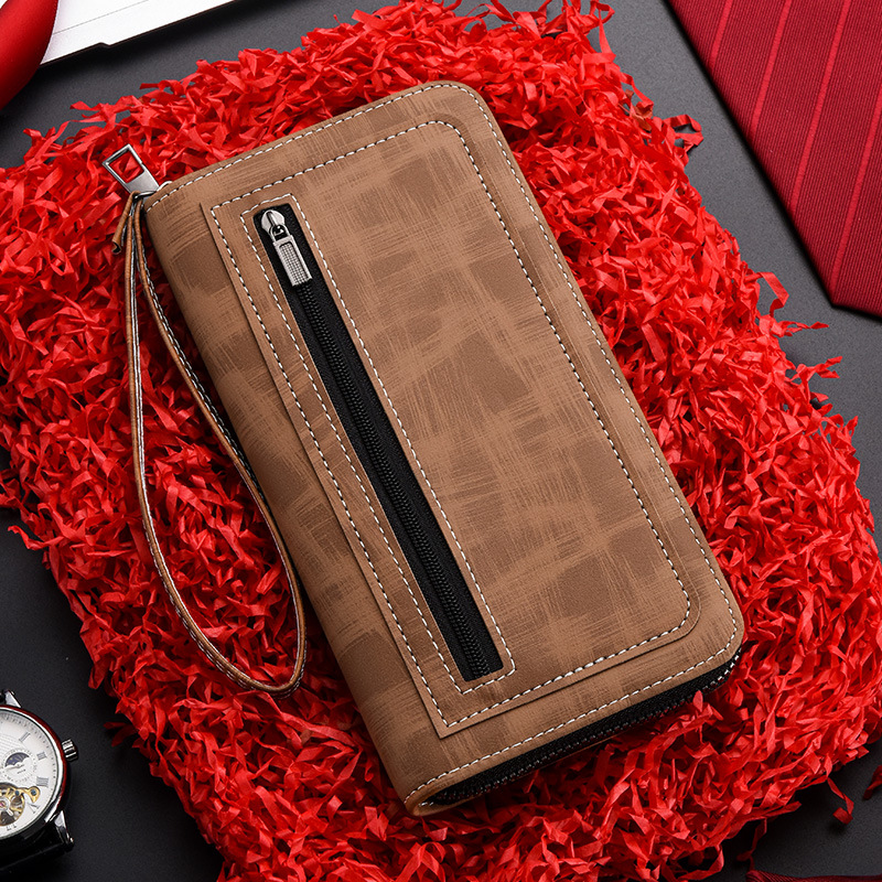 Mens Vintage PU Leather Wallet Zipper Coin Purse Credit Card Holder Business Clutch Bag 4