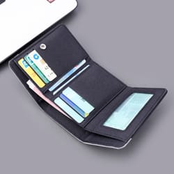 rfid theft protection canvas wallet for men triple folding coin purse short contrast wallet