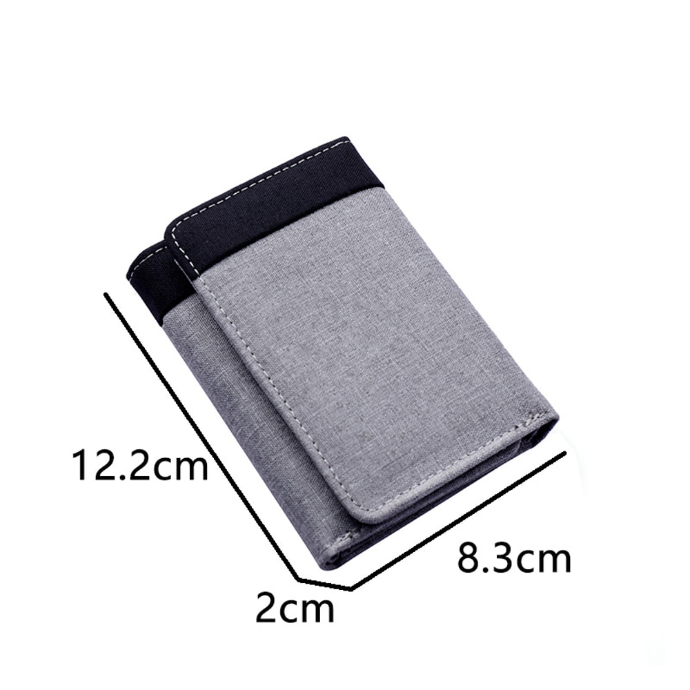 RFID Theft Protection Canvas Wallet For Men Triple Folding Coin Purse Short Contrast Wallet 2