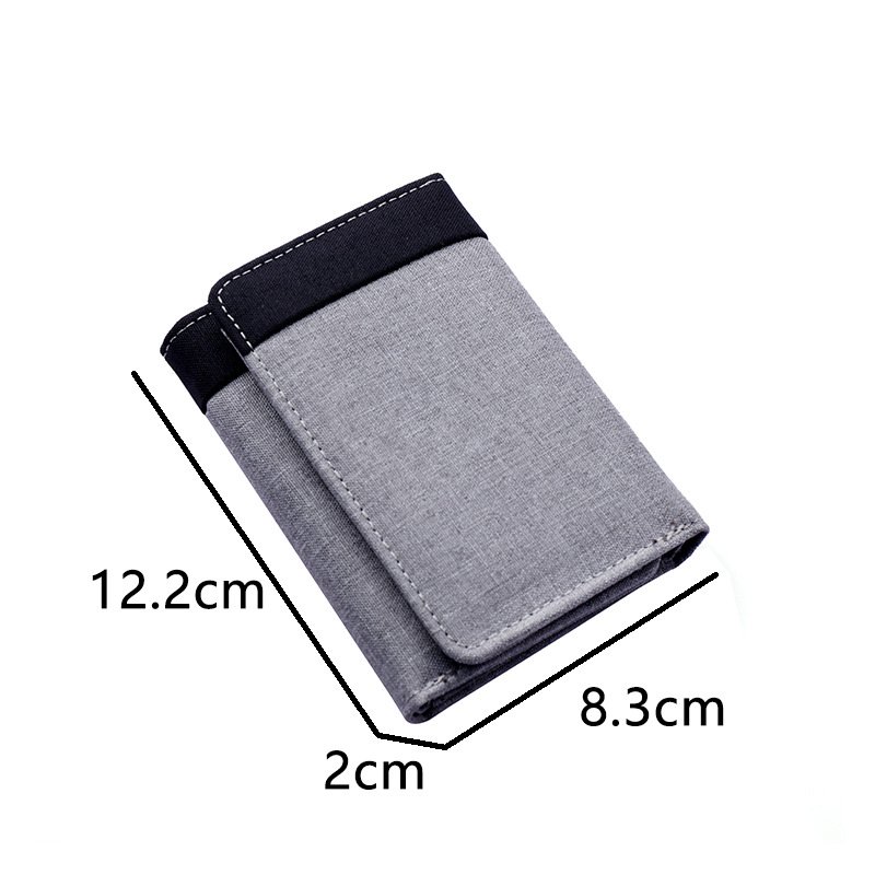 RFID Theft Protection Canvas Wallet For Men Triple Folding Coin Purse Short Contrast Wallet 2