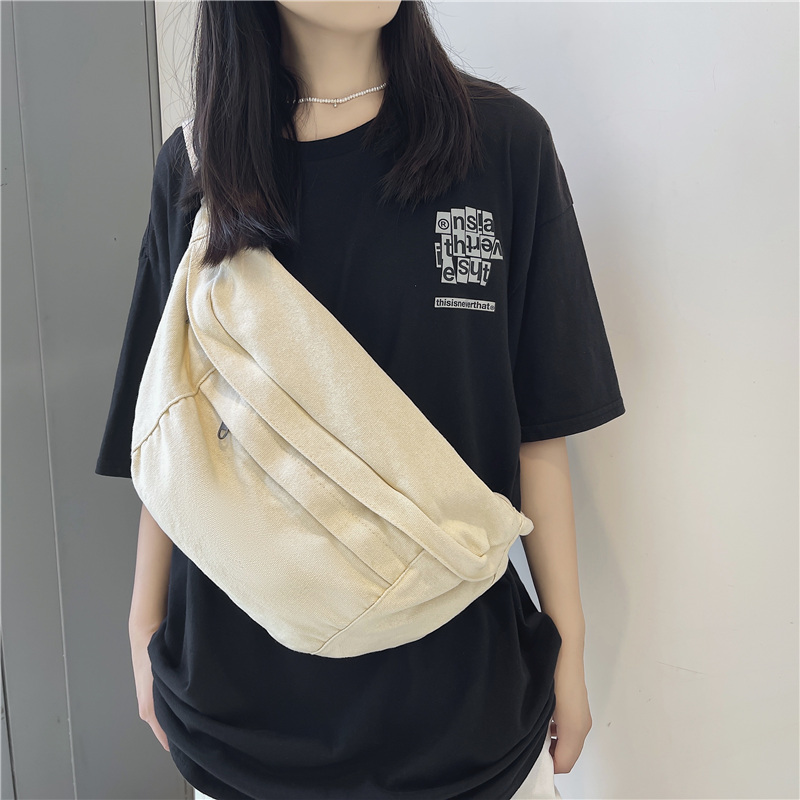 Trendy Unisex Canvas Waist Bag Large Capacity Crossbody Chest Pack for Phones, Streetwear & Hip Hop Style