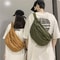 Trendy Unisex Canvas Waist Bag Large Capacity Crossbody Chest Pack for Phones, Streetwear & Hip Hop Style