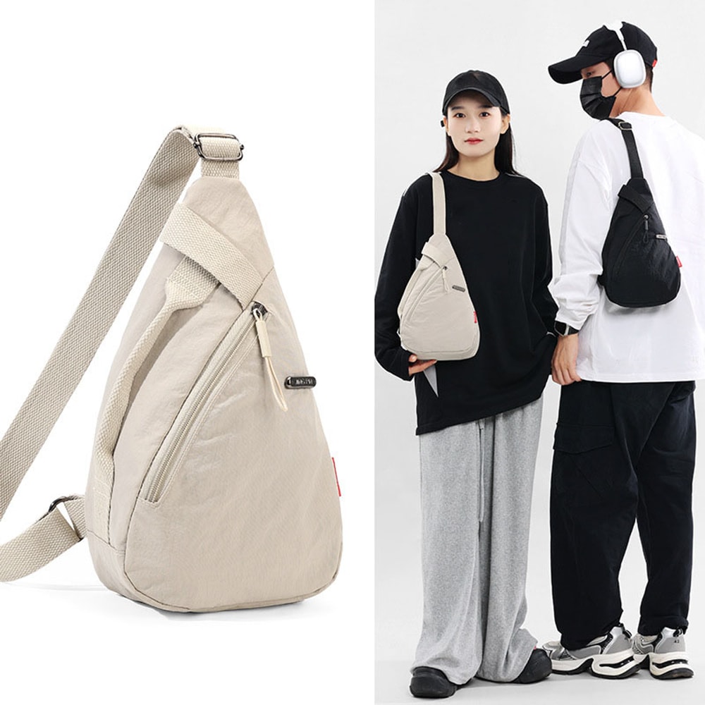 Stylish Nylon Zipper Waist Pack Versatile Casual Chest Bag Soft Neutral Crossbody Design 4