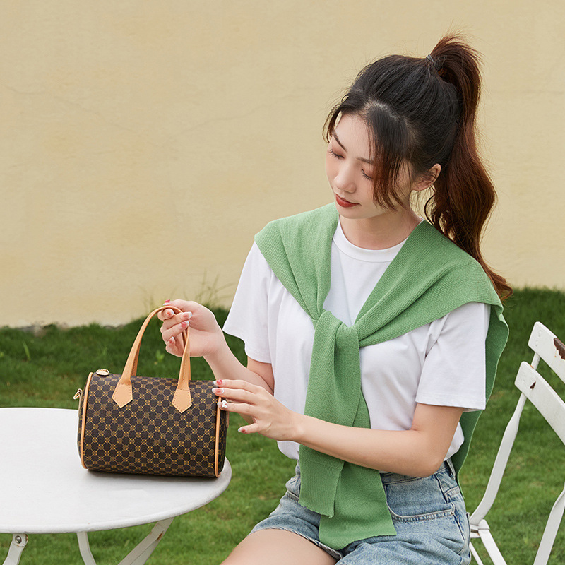 Vintage Contrasting Color Printed Handbag Stylish Boston Womens Shoulder Crossbody Bag 2