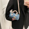 Trendy Unisex Denim Crossbody Bag Fashionable Round Tote For Women Multi Purpose Everyday Use 2