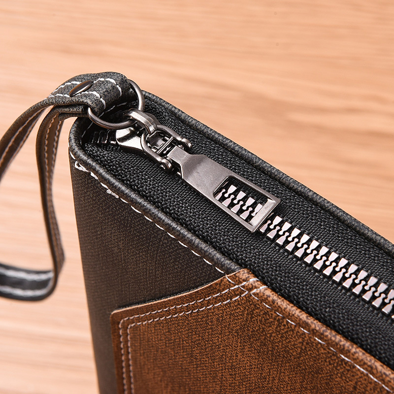 Vintage Mens RFID Leather Clutch Bag Genuine Crazy Horse Leather Money Wallet Phone Pouch Coin Pur 1