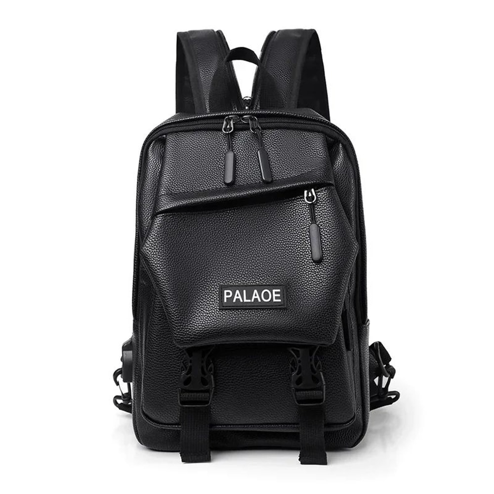 Mini Leather Backpack For Men Compact PU Leather Travel Chest Bag Small Sling Backpack 4