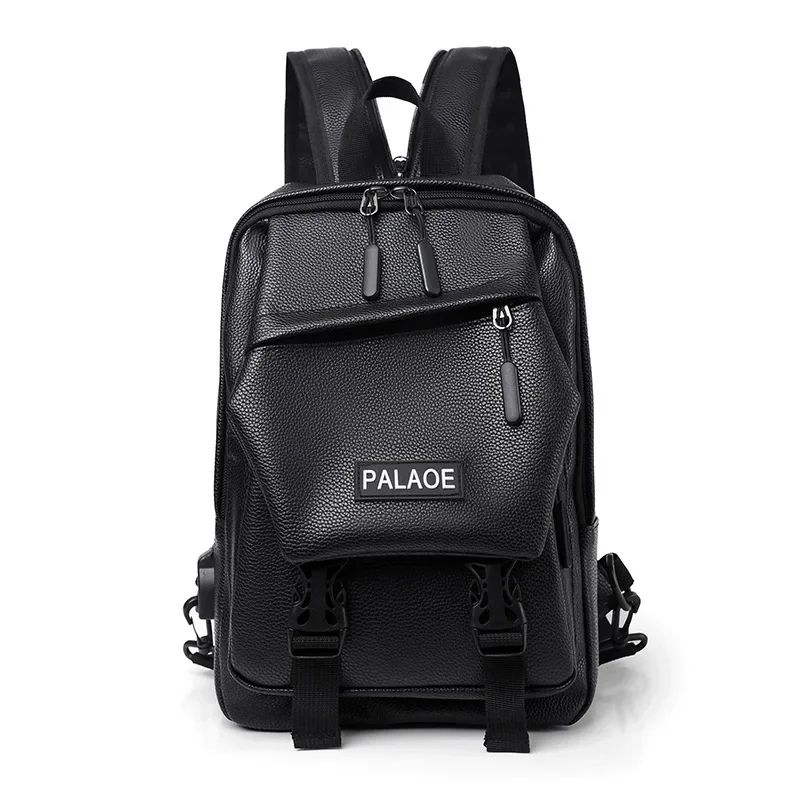 Mini Leather Backpack For Men Compact PU Leather Travel Chest Bag Small Sling Backpack 4