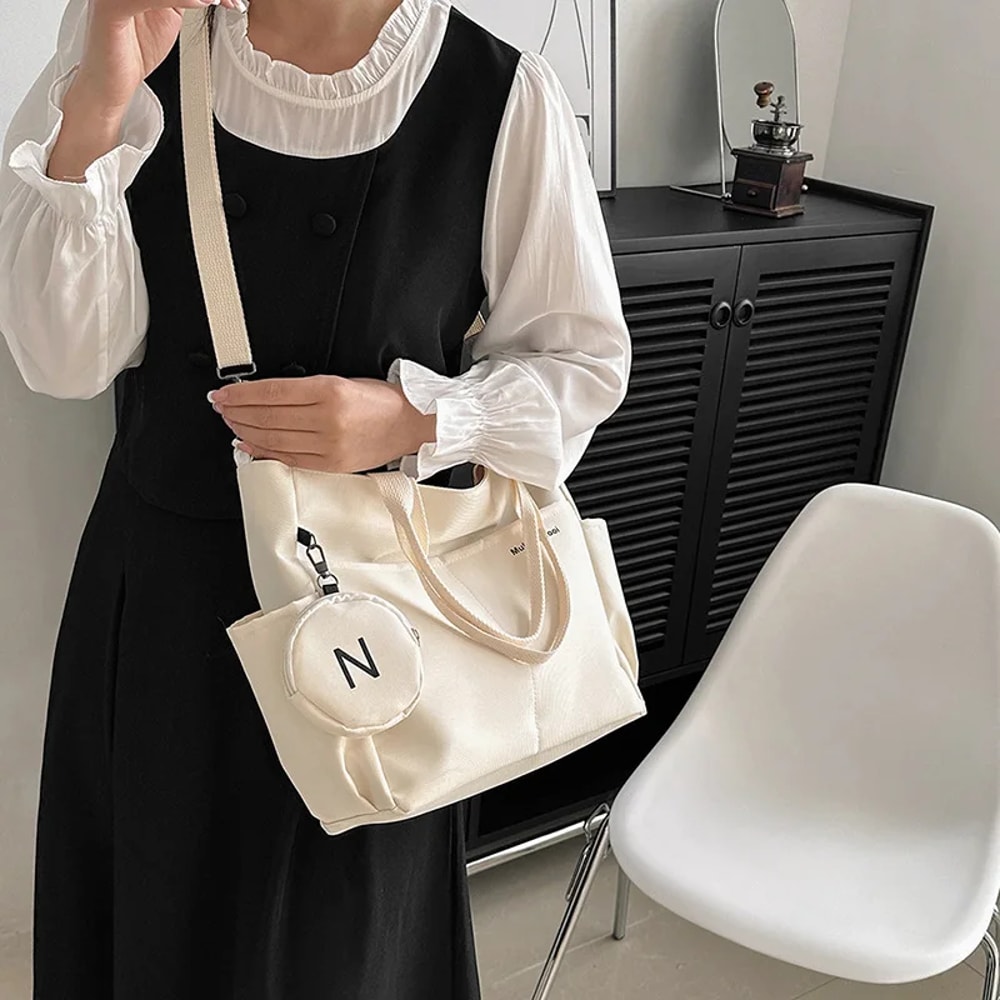 Canvas Crossbody Bag For Women Casual Shoulder Tote Messenger Handbag For Daily Use And School 1