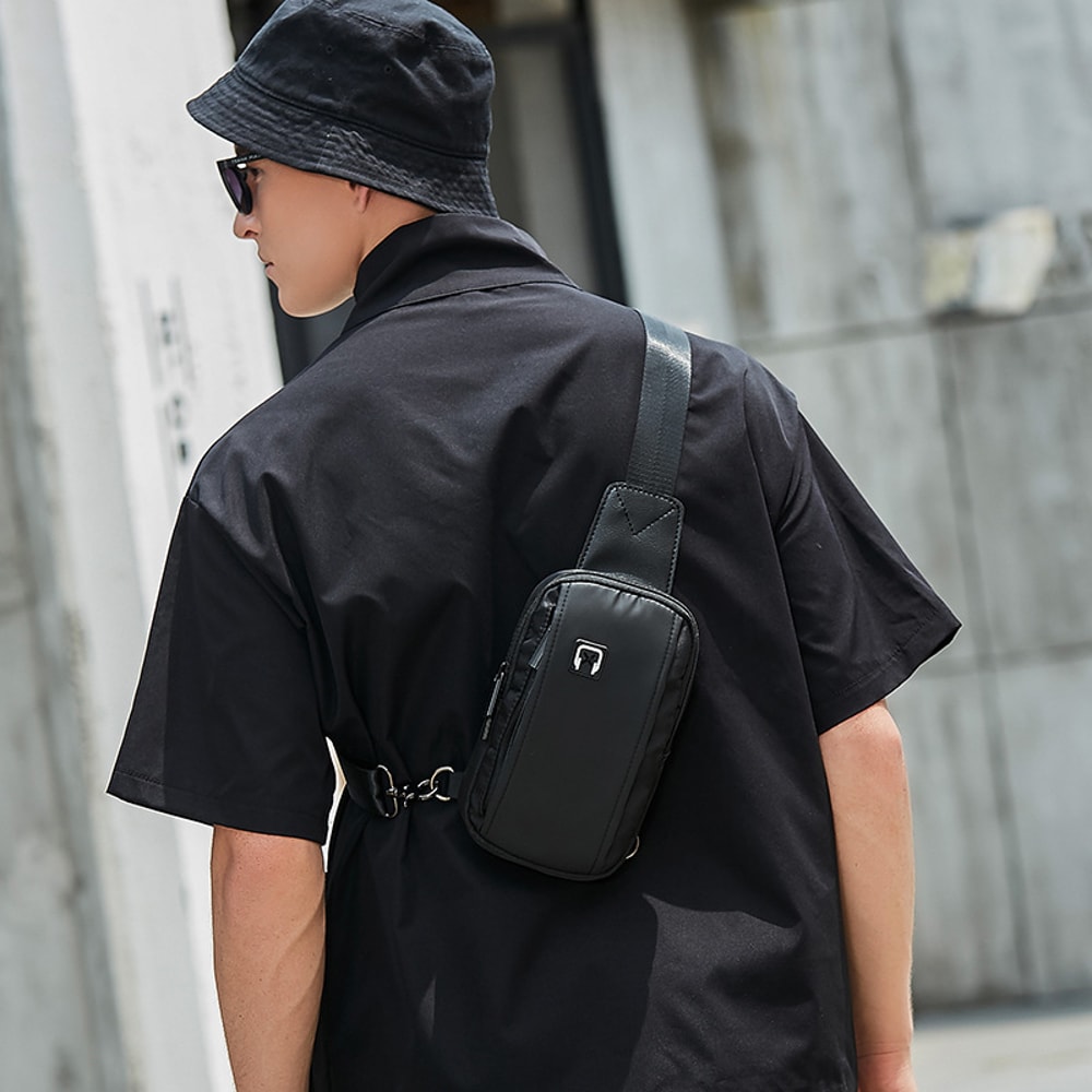 Mens Chest Bag Lightweight Crossbody Sling Bag in Durable Oxford Cloth for Travel Sports & Everyday Carry