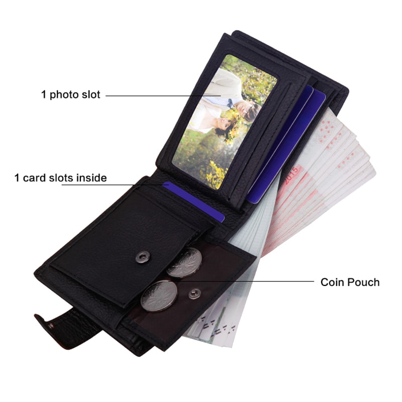 Genuine Leather Mens Wallet With Money Clip Zipper For Cards 1