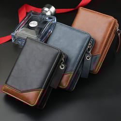vintage leather wallet for men large capacity zipper coin pocket pu leather card holder short money purse
