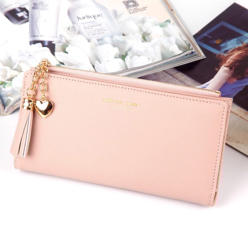 Slim Leather Wallet For Women Fashion Long Wallet Card Holder With Tassel Buckle 3