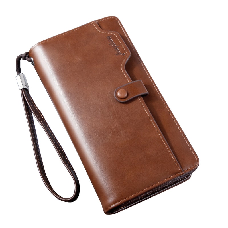 Premium PU Leather Wallet For Men Large Capacity Mobile Phone Card Holder Zipper Closure 3