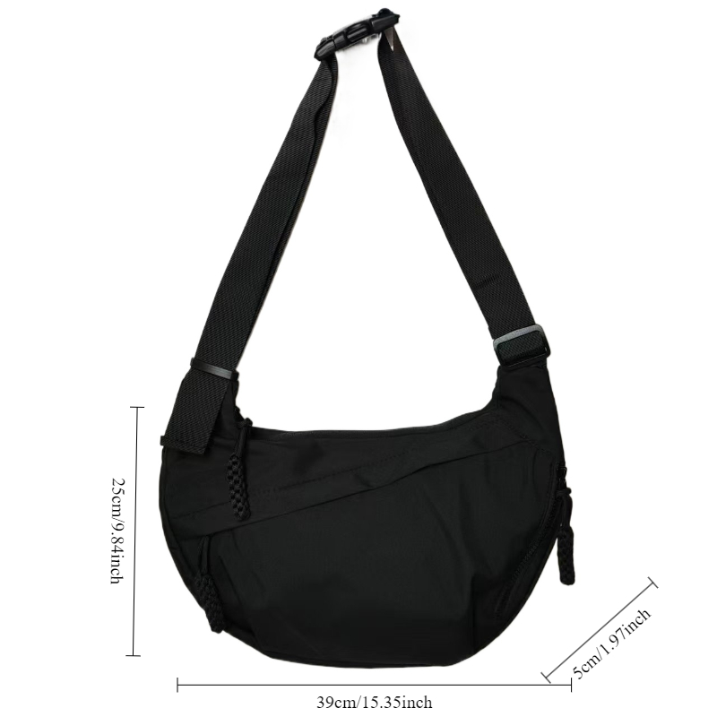 Large Capacity Nylon Crossbody Bag Lightweight Casual Sports Shoulder Bag for Commuting and Everyday Use