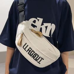 mens & womens nylon chest bags stylish letter print design double zippers ideal for business trips