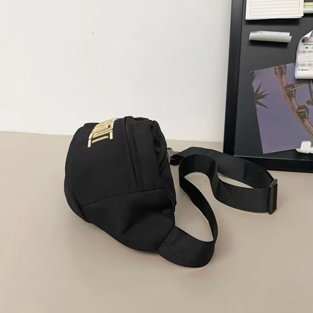 Mens & Womens Nylon Chest Bags Stylish Letter Print Design Double Zippers Ideal for Business Trips