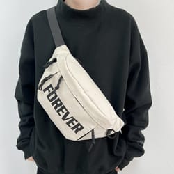 beige and white fashionable chest crossbody bag stylish fanny pack with letter design