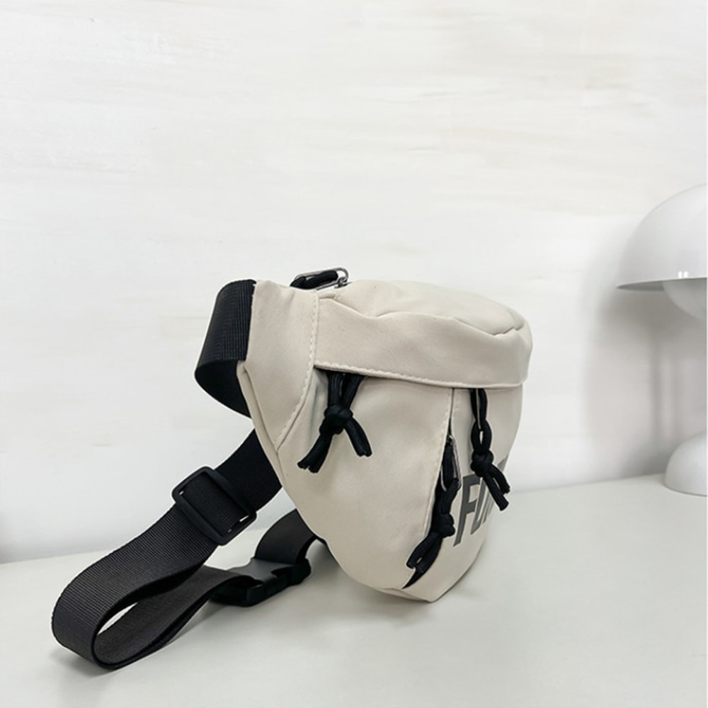 Beige And White Fashionable Chest Crossbody Bag Stylish Fanny Pack With Letter Design 3