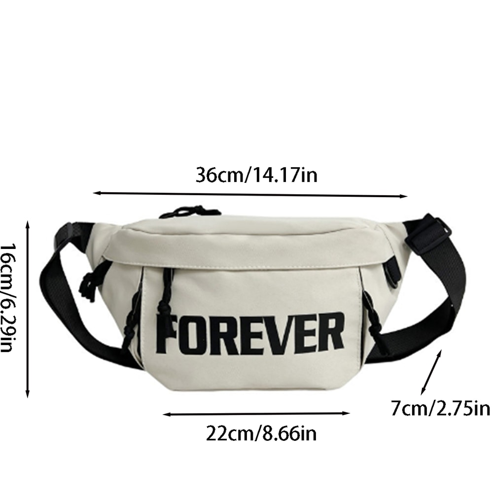 Beige And White Fashionable Chest Crossbody Bag Stylish Fanny Pack With Letter Design 4
