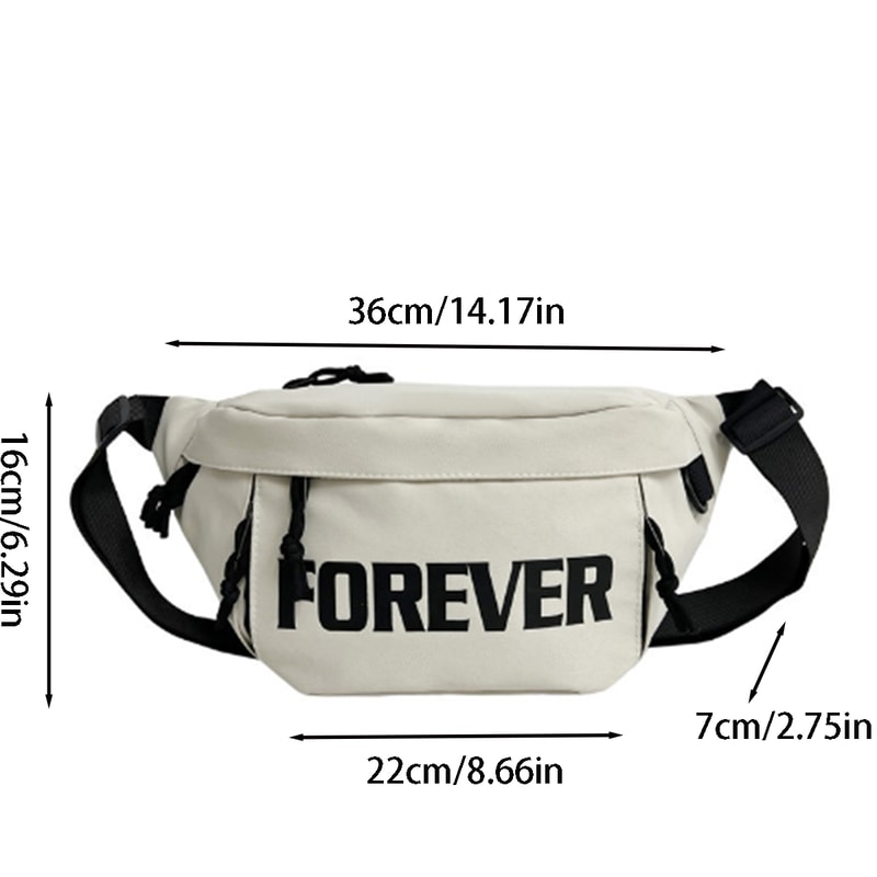 Beige And White Fashionable Chest Crossbody Bag Stylish Fanny Pack With Letter Design 4