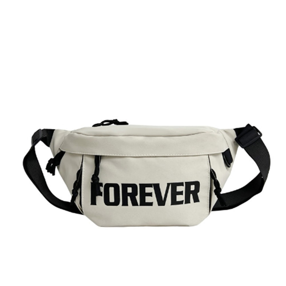 Beige And White Fashionable Chest Crossbody Bag Stylish Fanny Pack With Letter Design 5