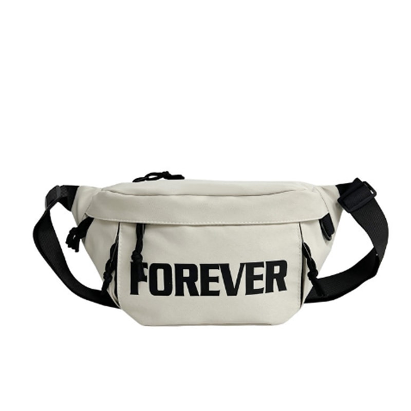 Beige And White Fashionable Chest Crossbody Bag Stylish Fanny Pack With Letter Design 5