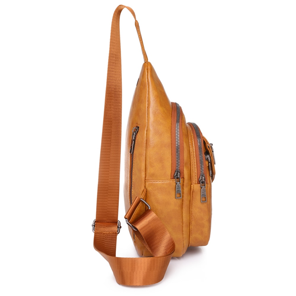 Vintage PU Leather Chest Pack Womens Retro Shoulder Crossbody Bag 2