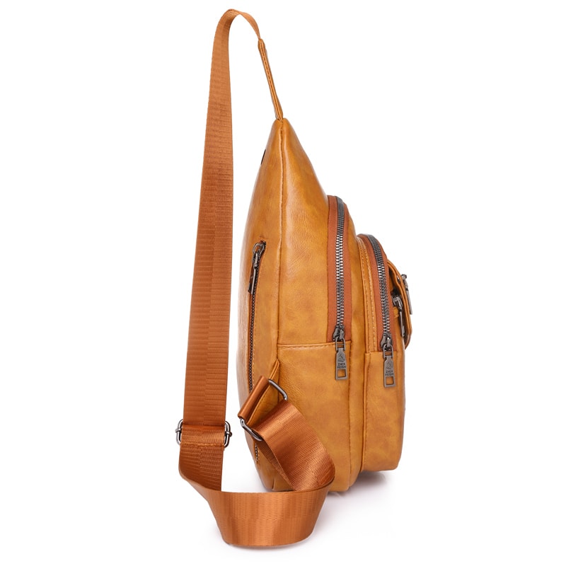 Vintage PU Leather Chest Pack Womens Retro Shoulder Crossbody Bag 2