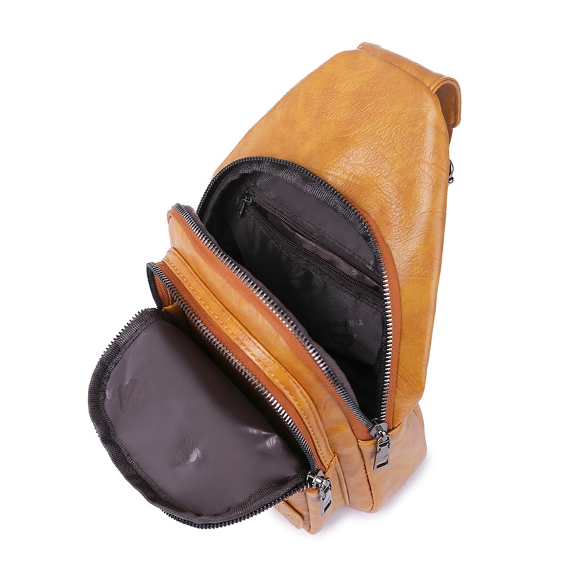 Vintage PU Leather Chest Pack Womens Retro Shoulder Crossbody Bag 3