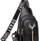 Sleek Womens PU Leather Chest Bag Alligator Patterned Sling Crossbody Shoulder Bag