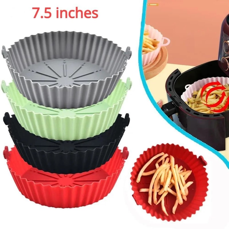 Premium Air Fryer Silicone Basket Liners Reusable Non Stick Pot Parchment Paper Replacement 0
