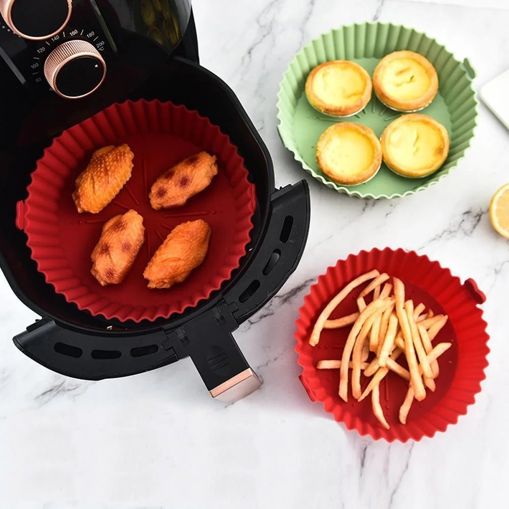 Premium Air Fryer Silicone Basket Liners Reusable Non Stick Pot Parchment Paper Replacement 2