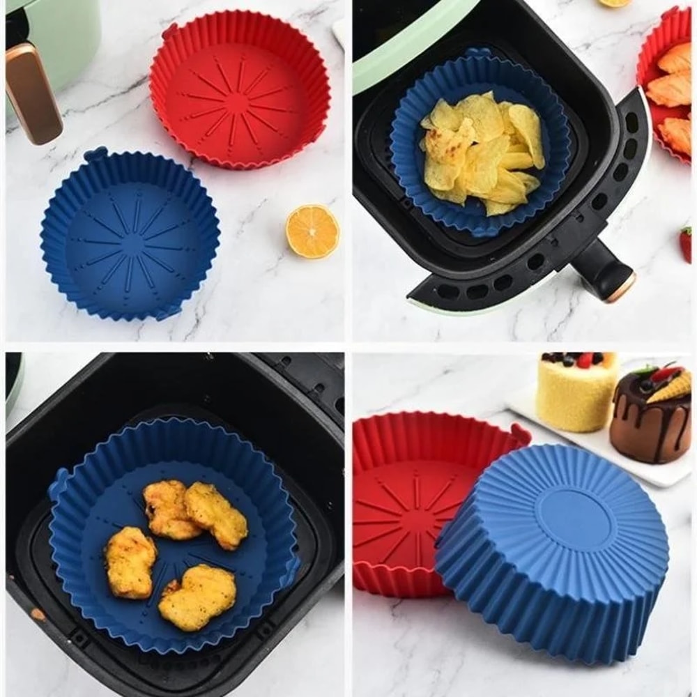 Premium Air Fryer Silicone Basket Liners Reusable Non Stick Pot Parchment Paper Replacement 3
