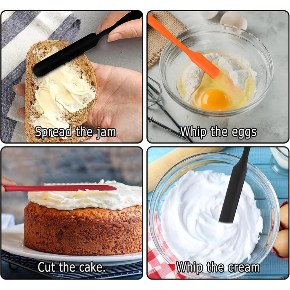 Heat Resistant Silicone Spatula Set for Baking and Cooking Flexible Non Stick Scrapers for Mixing Cake Butter