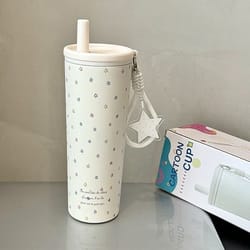 leak proof stainless steel thermos bottle with straw vacuum flask for coffee tea & water