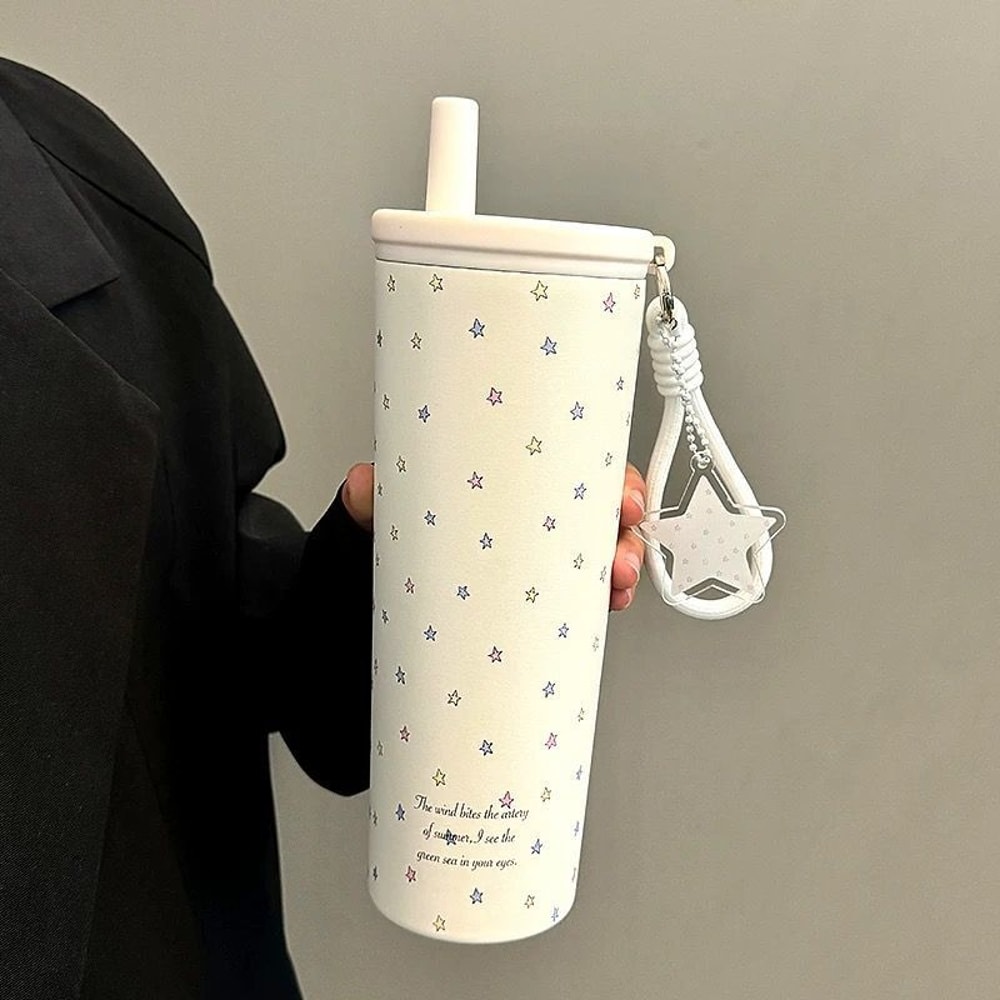 Leak Proof Stainless Steel Thermos Bottle With Straw Vacuum Flask For Coffee Tea Water 2