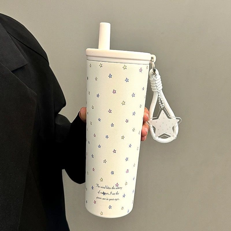 Leak Proof Stainless Steel Thermos Bottle With Straw Vacuum Flask For Coffee Tea Water 2