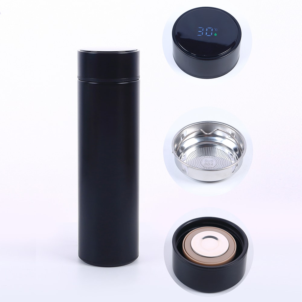 Smart Water Bottle with LED Temperature Display Stainless Steel Insulated Water Flask & Tea Infuser