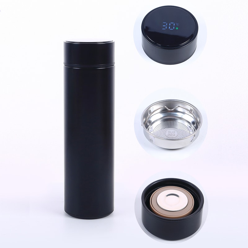 Smart Water Bottle with LED Temperature Display Stainless Steel Insulated Water Flask & Tea Infuser