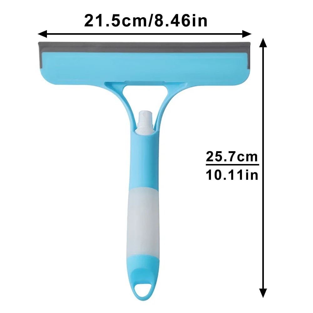 Multi Function Window Cleaning Squeegee with Spray Bottle & Microfiber Scrub Car & Household Cleaner Tool