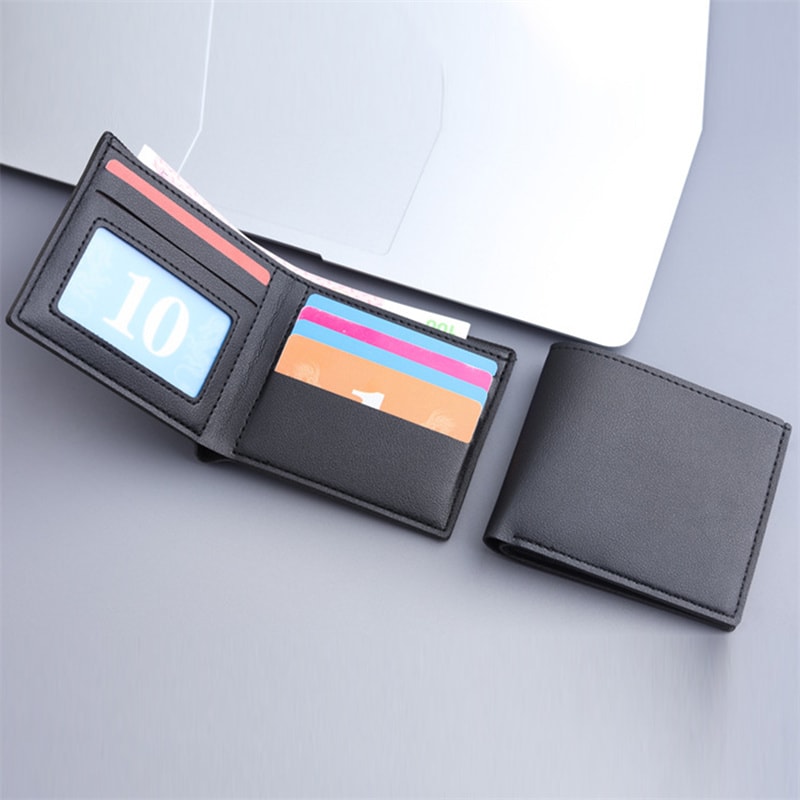 Mens PU Leather Slim Wallet Stylish Compact Credit Card Holder For Business 2