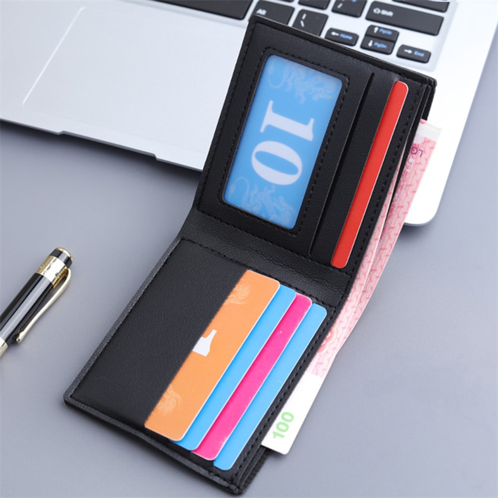Mens PU Leather Slim Wallet Stylish Compact Credit Card Holder For Business 3